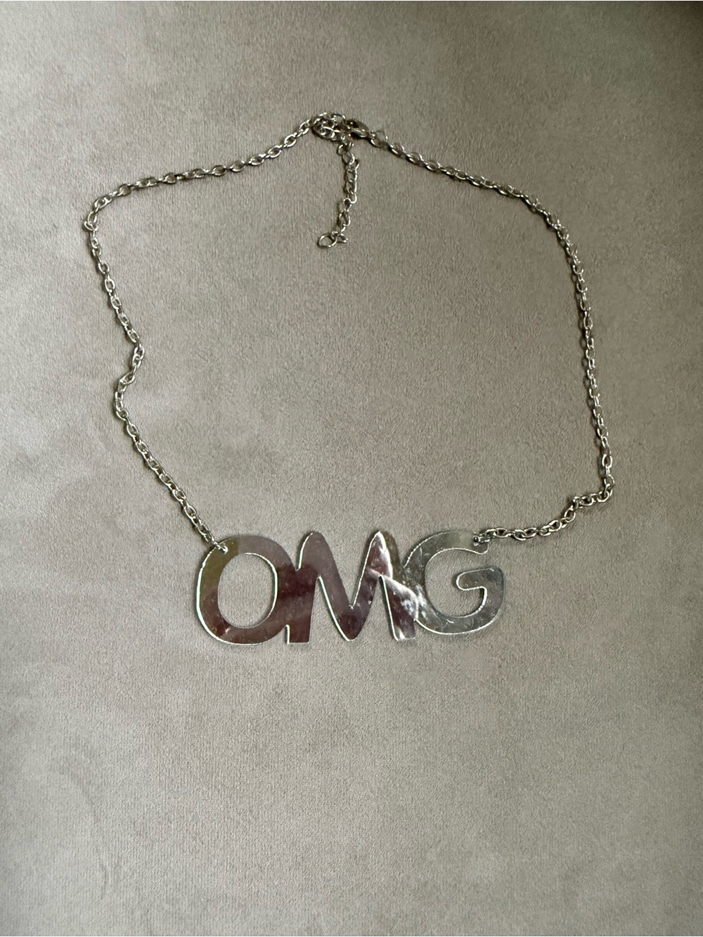Vintage Y2K Silver-tone "OMG" Statement Necklace